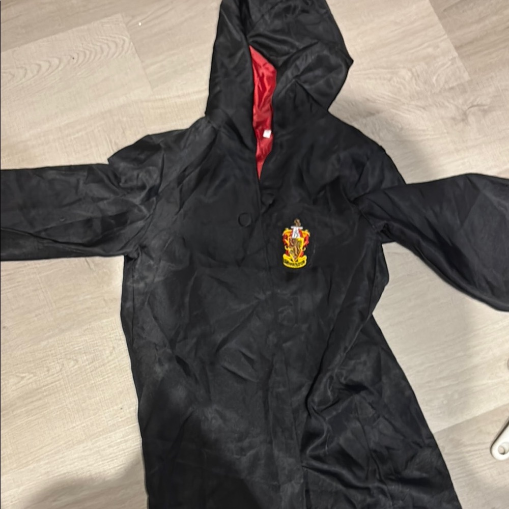 Black Hooded Robe with Red Lining